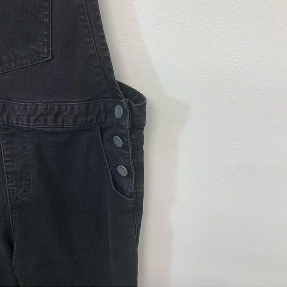 Denim Overalls Woman 28  Black Straight Crop Stretch Pockets  Mid Rise Y2K Retro - Picture 4 of 13
